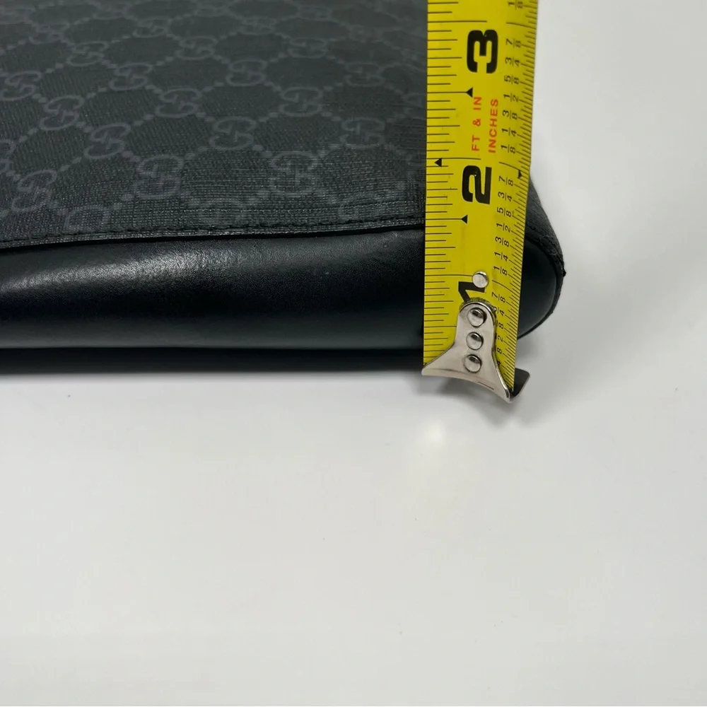 GUCCI GG SUPREME BLACK MONOGRAM WEB FLAT MESSENGER BAG